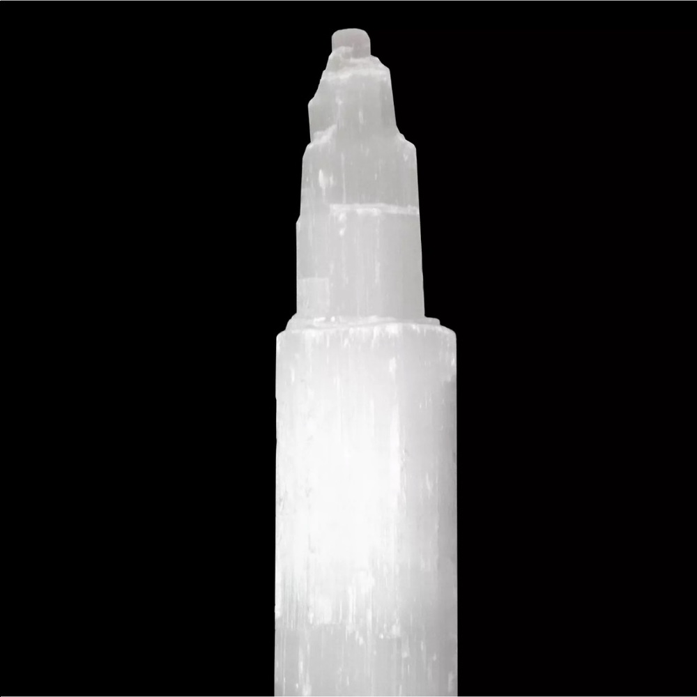 Genuine Selenite tower w/ light stand - 7 inch - Picture 3 of 9